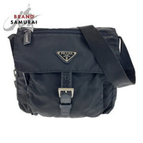 Prada Tessuto triangular black nylon leather Shoulder Bag messenger - Picture 1 of 9